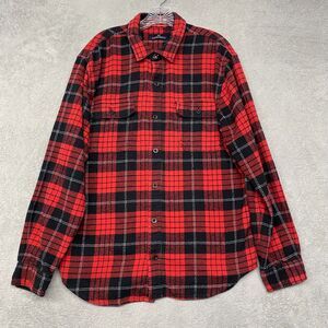 Rainforest Shirt Mens‎ L Red Plaid Flannel Shacket Cotton Button Up Lumberjack